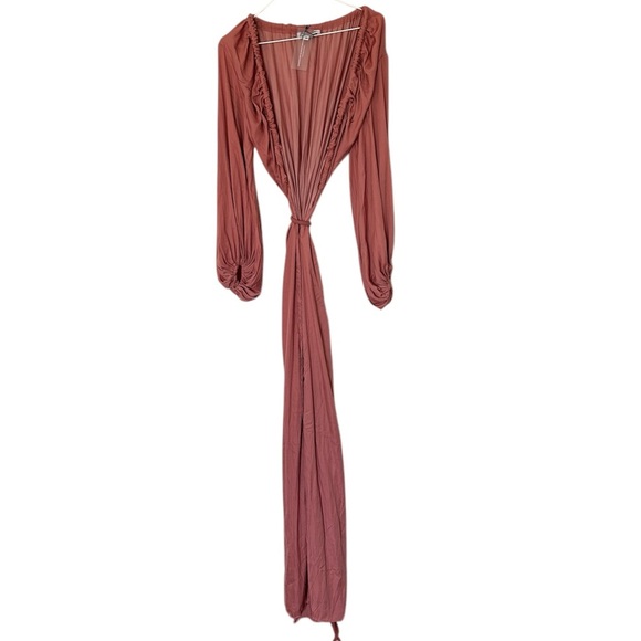 Andrea Iyamah Neema Robe Maxi Dress Dusty Apricot NWT - Picture 4 of 7